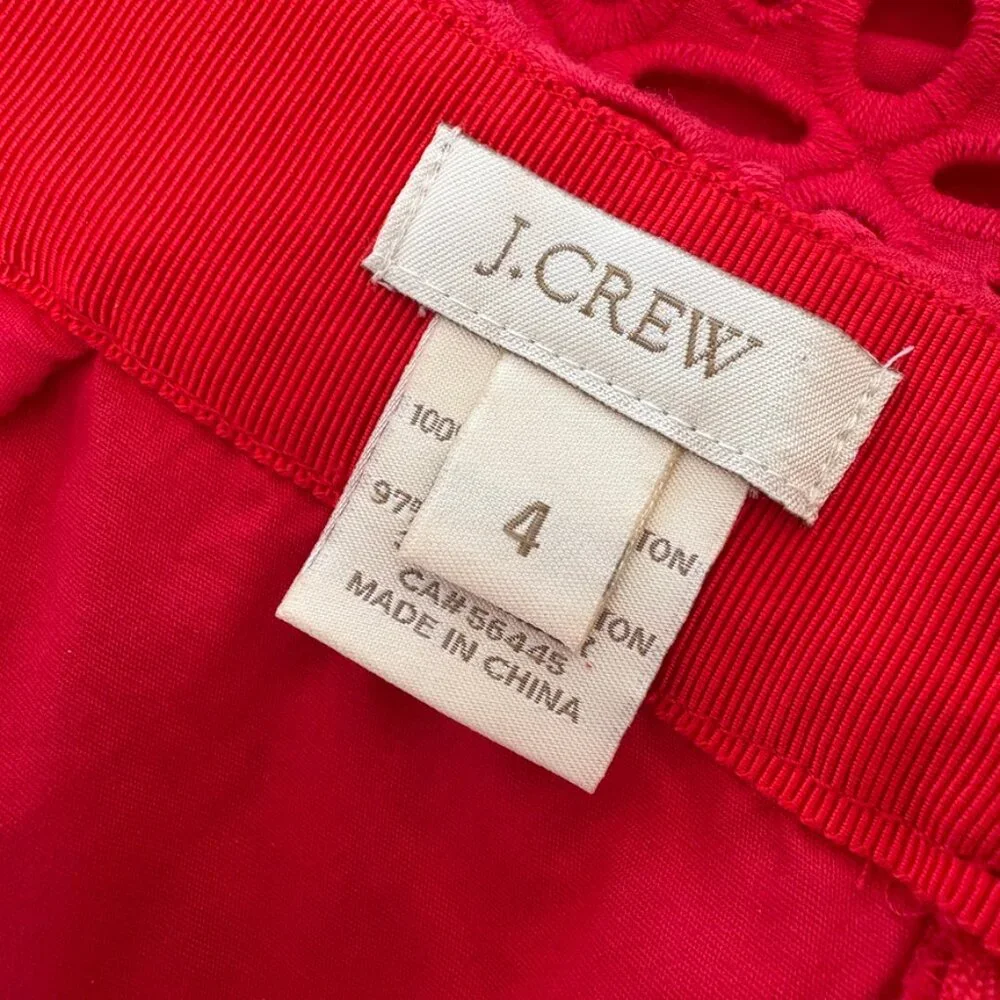 J. Crew No. 2 Eyelet Pencil Skirt in Red Chili, Size 4